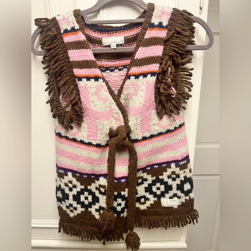 Odd Molly Pink and Brown Knit Vest